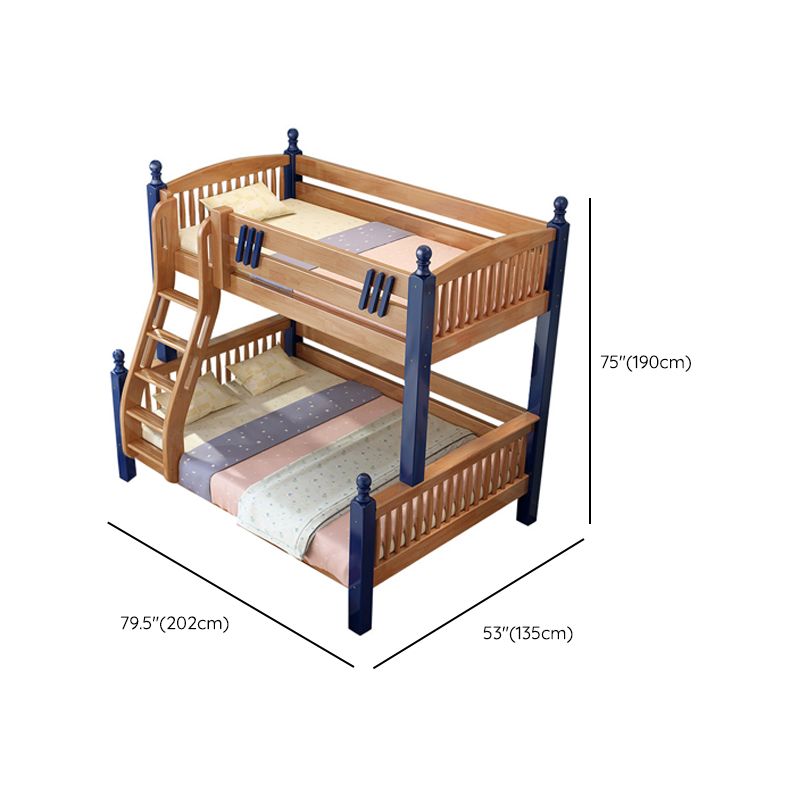 Rubberwood Bunk Bed Mid-Century Modern Spindle Slat Bed Natural