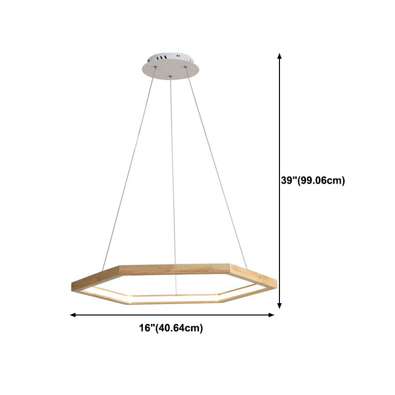 1 Light Geometric Pendant Lighting Modern Style Wood Drop Lamp