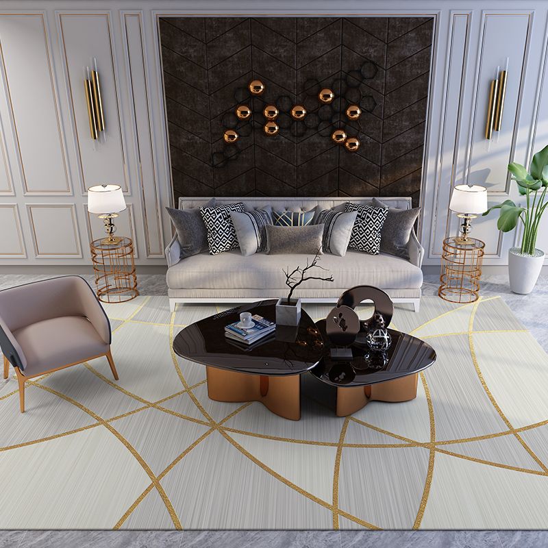 Modern Geometric Carpet Leisure Contrast Panel Area Rug Polyester Carpet with Non-Slip Backing