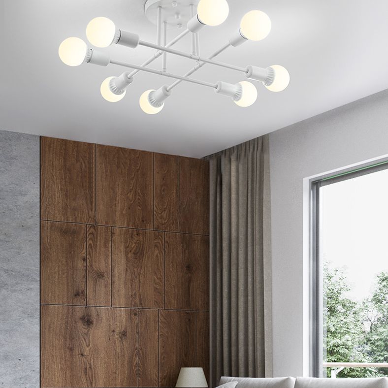 Lineaire Plafond Verlichting Retro Industrieel Ijzer Blootgesteld Lamp Semi Flush Mount Verlichting voor Living Room