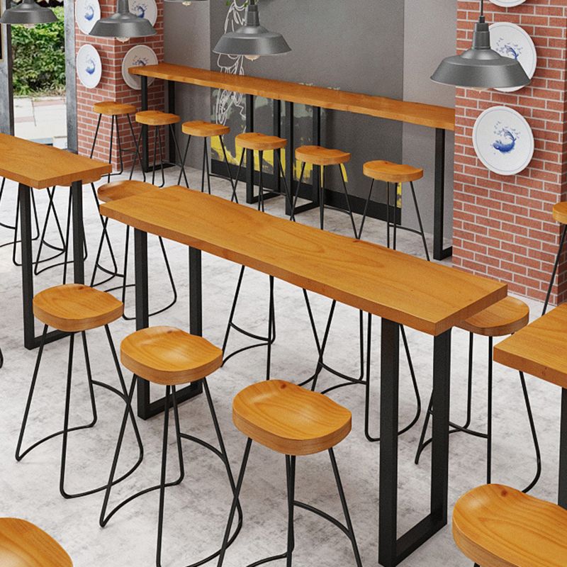 Rectangle Sled Base Solid Wood Bar Table for Kitchen Dining Room