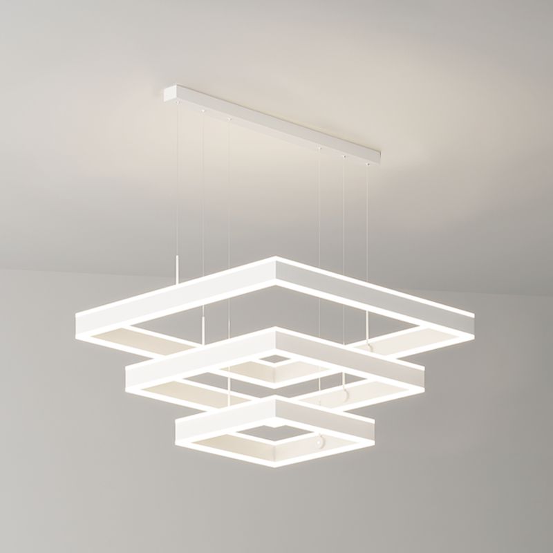 Quadratischer Schatten Kronleuchter Lichter moderne Metall 6-Licht Kronleuchter Beleuchtung in Weiß