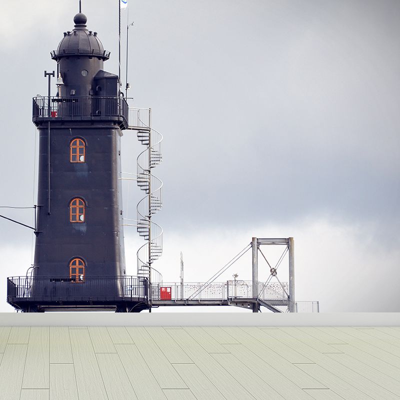 Grand Lighthouse Mural Wallpaper for Dining Room Human Landscape Wall Covering, Customized