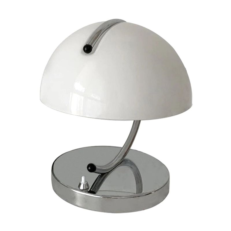 Nordic Dome Glass Nightstand Lamp Single-Bulb Bedroom Table Light with C-Shaped Arm