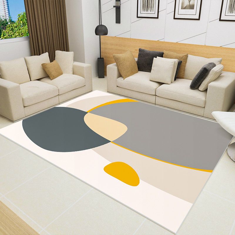 Dark Navy Modern Rug PVC Pattern Rug Stain Resistant Rug for Living Room