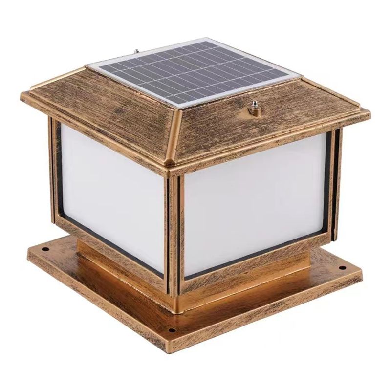 Contemporary Pillar Light Geometric LED Solar Lighting Fixture for Garden