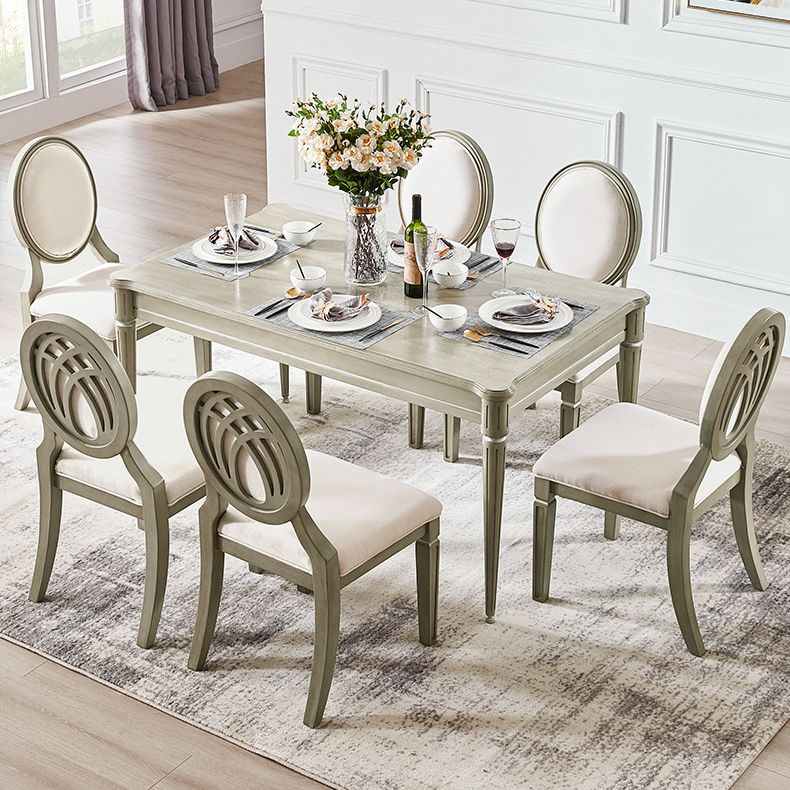 Traditional Luxury Dining Table Rectangle Solid Wood Dining Table with 4 Legs