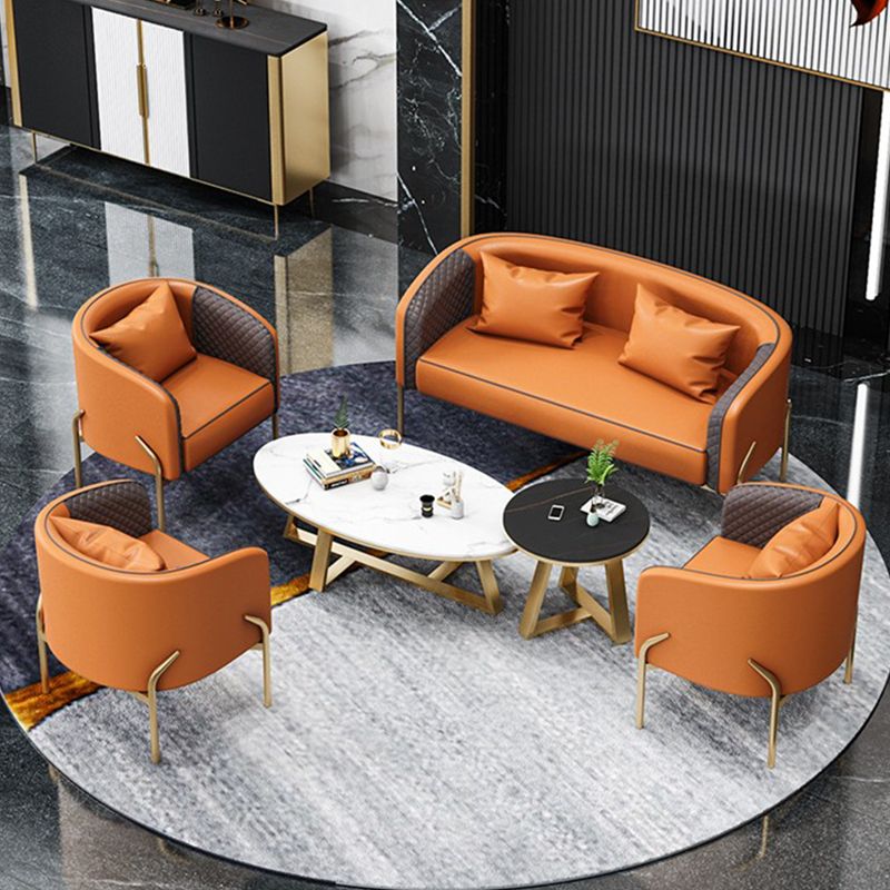 Modern 22.83" Wide Sofa Faux Leather Tuxedo Arm Sofa for Living Room