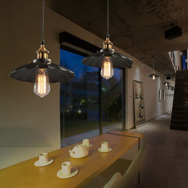 Luce singolo nero singolo in stile industriale in stile retrò lampada sospesa per luogo commerciale