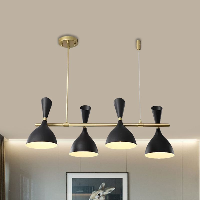Corna di corno metallico Isola Light Dining Room 4/6 Luci lampadario a sospeso nordico in nero/bianco