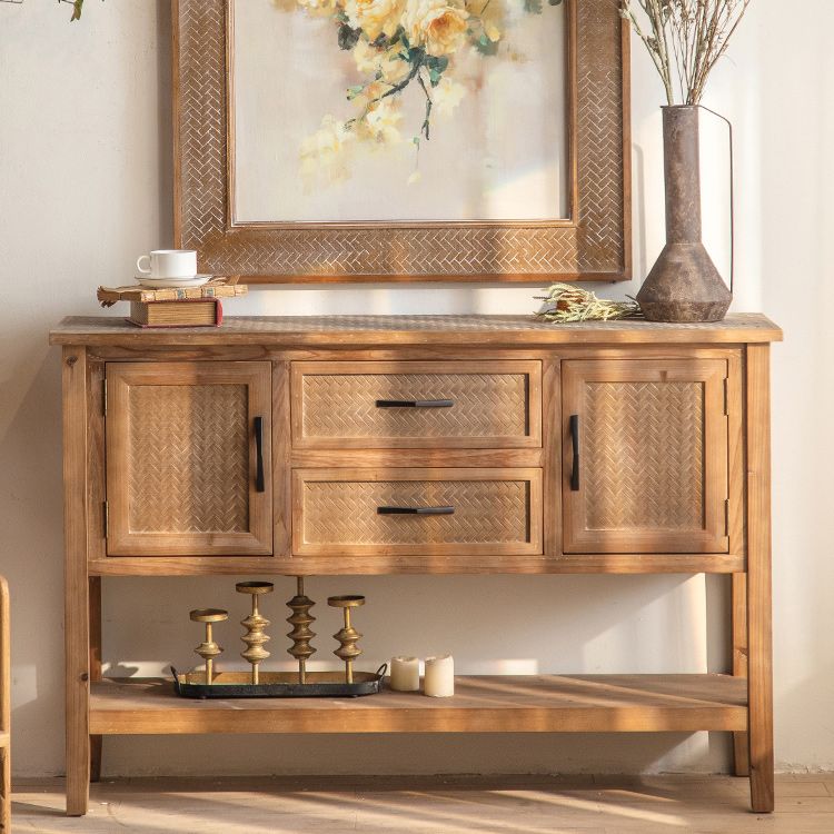 Industrial Solid Wood Side Cabinet Distressed Wood Accent Cabinet