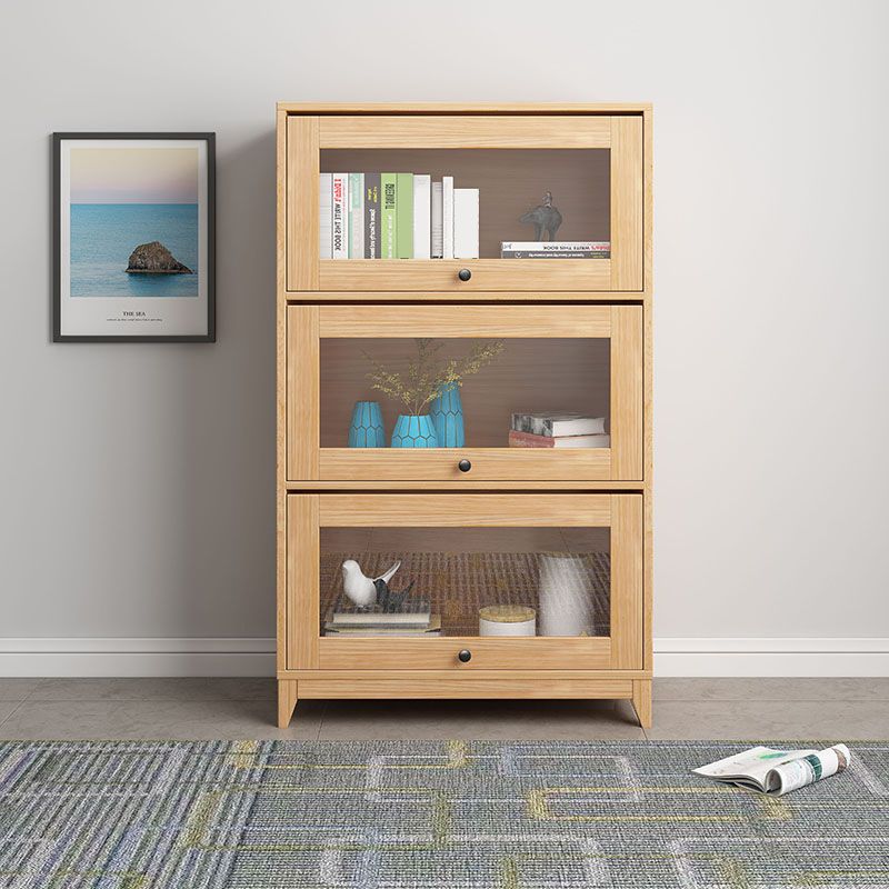 Contemporary Wooden Bookcase Vertical Closed Back Bookshelf for Home Office