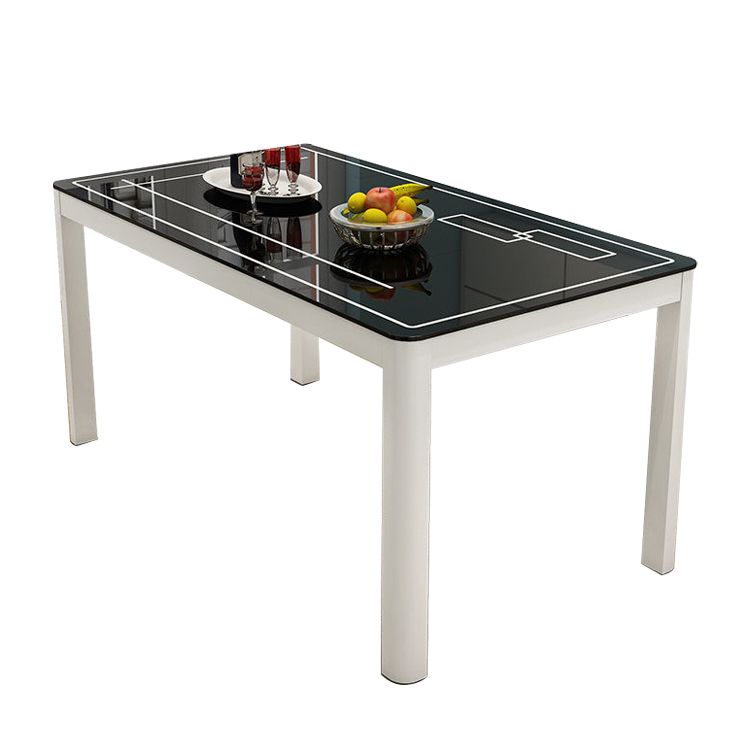 Modern White Glass Dining Table Rectangle Dining Table for Kitchen