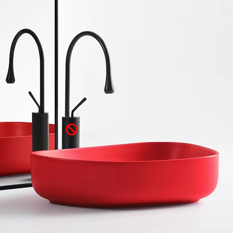 Contemporary Bathroom Sink Porcelain Specialty Vessel Bathroom Sink with Pop-Up Drain