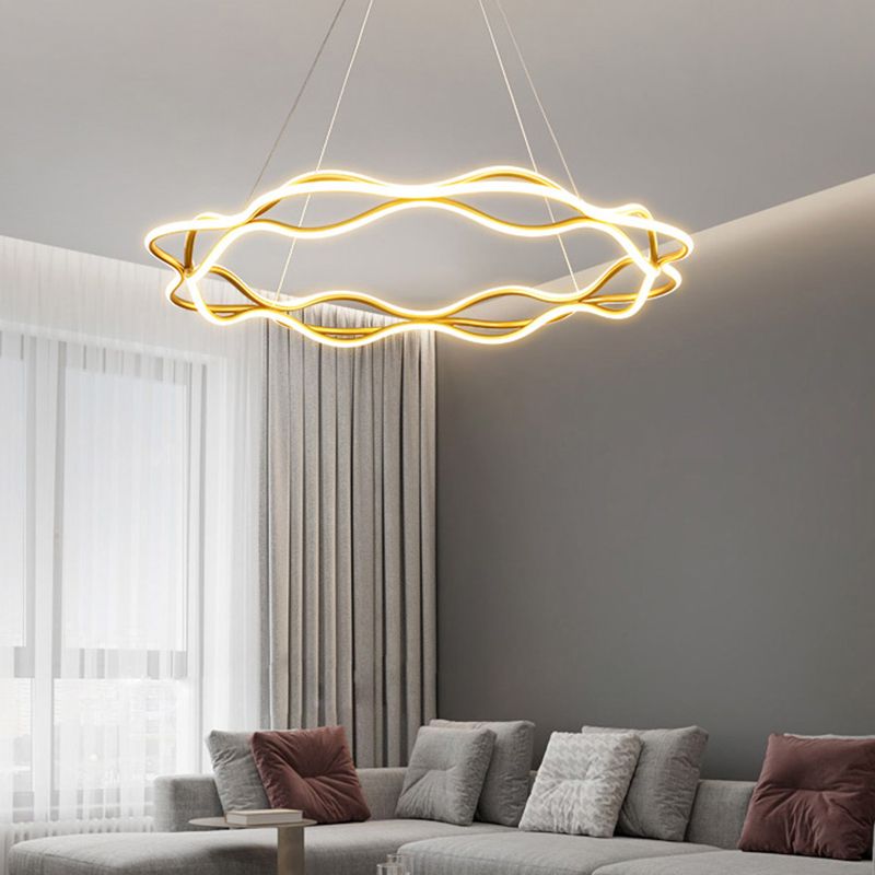 Lámpara de lámpara de lámpara LED moderna Lámpara de lámpara lineal de sala de estar en oro