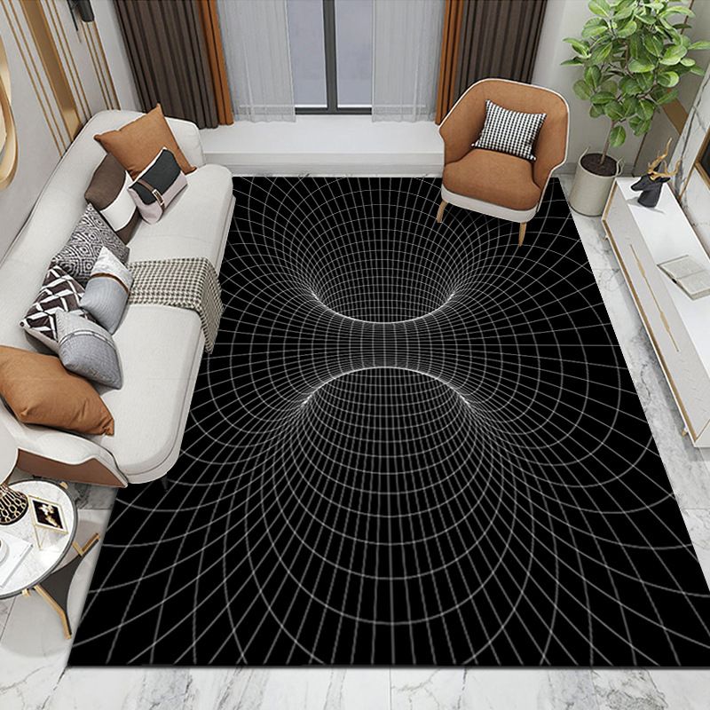 Orange Modern Rug Polyester Abstract Pattern Rug Washable Rug for Drawing Room