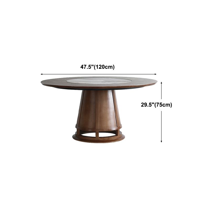 Solid Wood Dining Table Contemporary Style Round Dining Site Table with Turntable