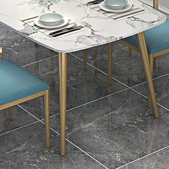 Sintered Stone Scandinavian Dining Room Set with Rectangle Table and Metal Base Dining Set