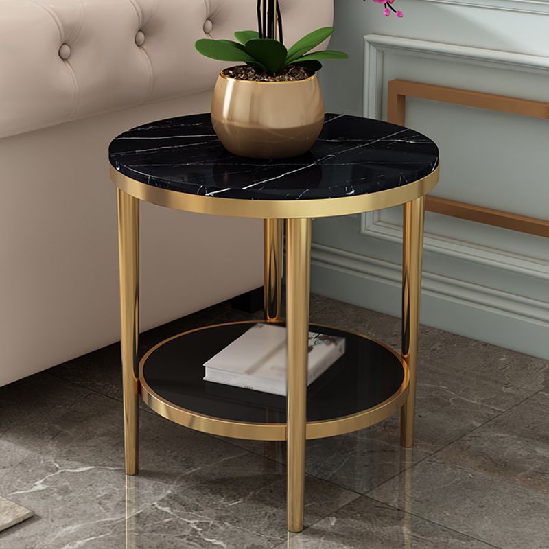 Contemporary Style Round Side End Table Metal Frame Side Table