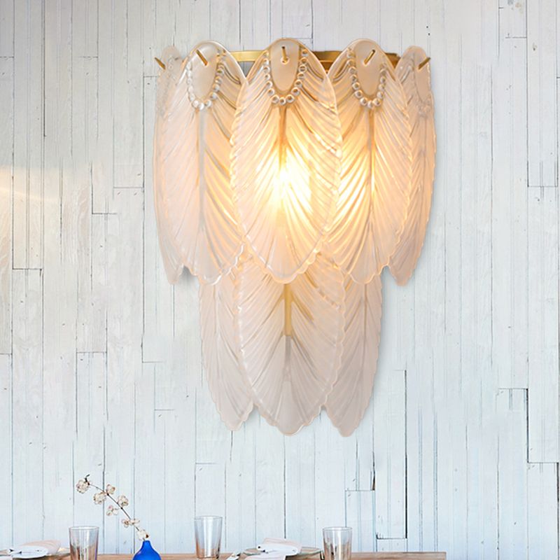 Tiered Wall Light Fixture Postmodern White Prismatic Glass 2/3 Lights Corridor Sconce Light