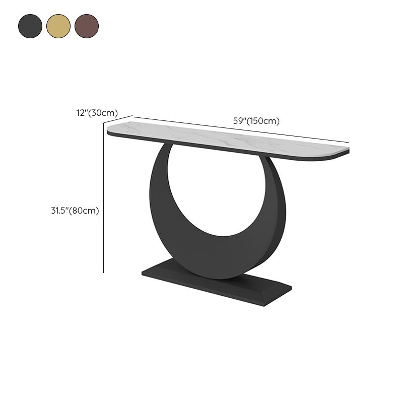 Contemporary Console Table Antique Finish Half Moon Console Sofa Table