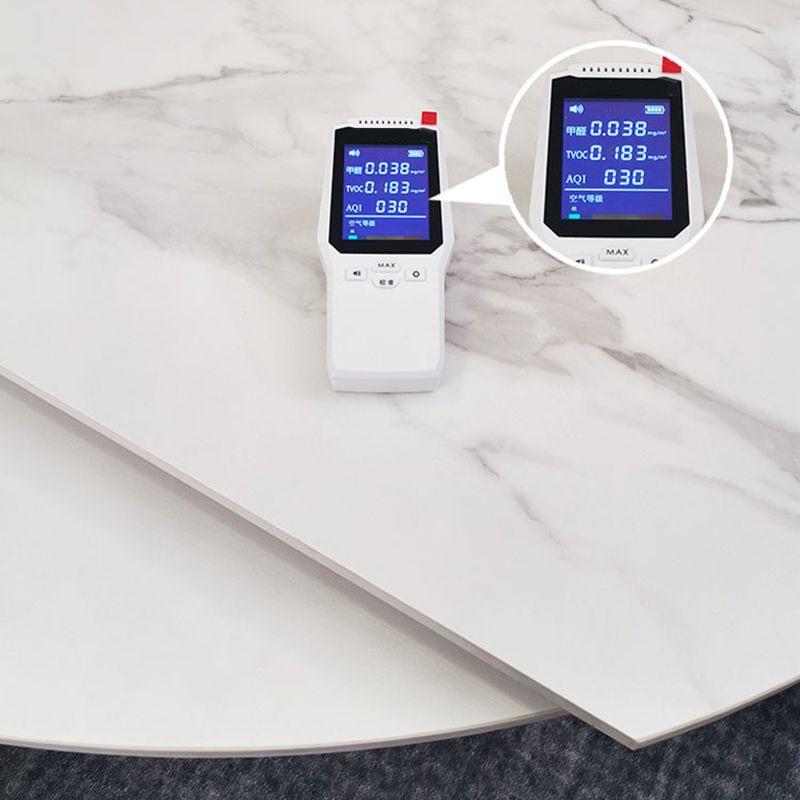 Contemporary Sintered Stone Dining Table Extendable Dining Table with Pedestal Base