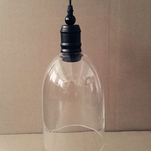 1-licht vintage industriële stijl hangende licht transparante glazen klokschaduw hanglamp in zwart