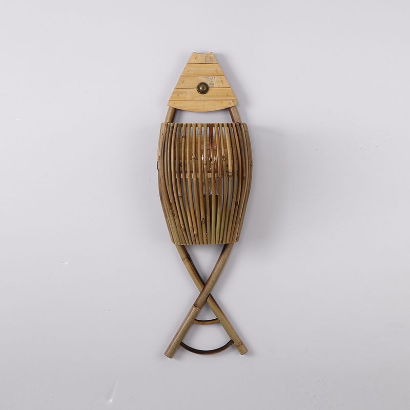 Modern Fish Shape Wall Lamp Household Bamboo Wall Mount Lighting for Sitting Room
