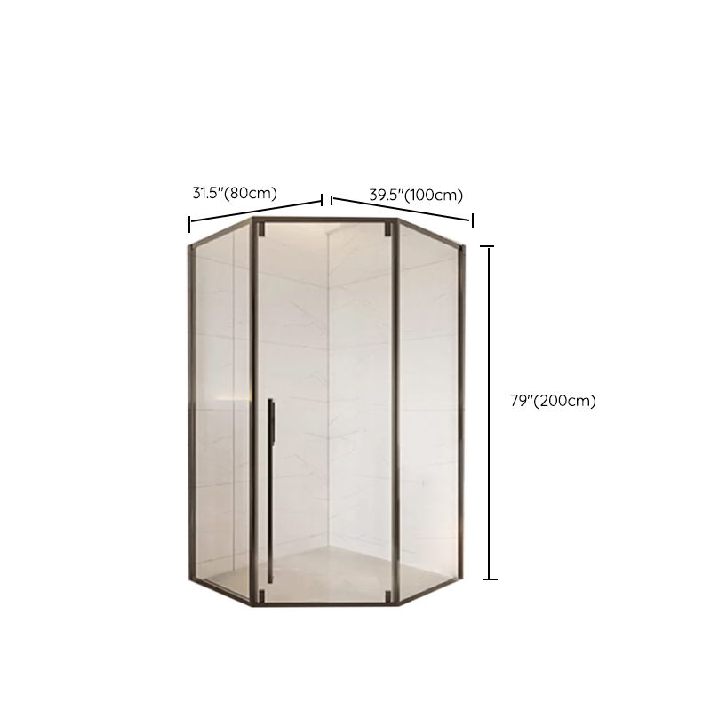 Neo-Angle Clear Tempered Shower Enclosure Framed Double Sliding Shower Kit