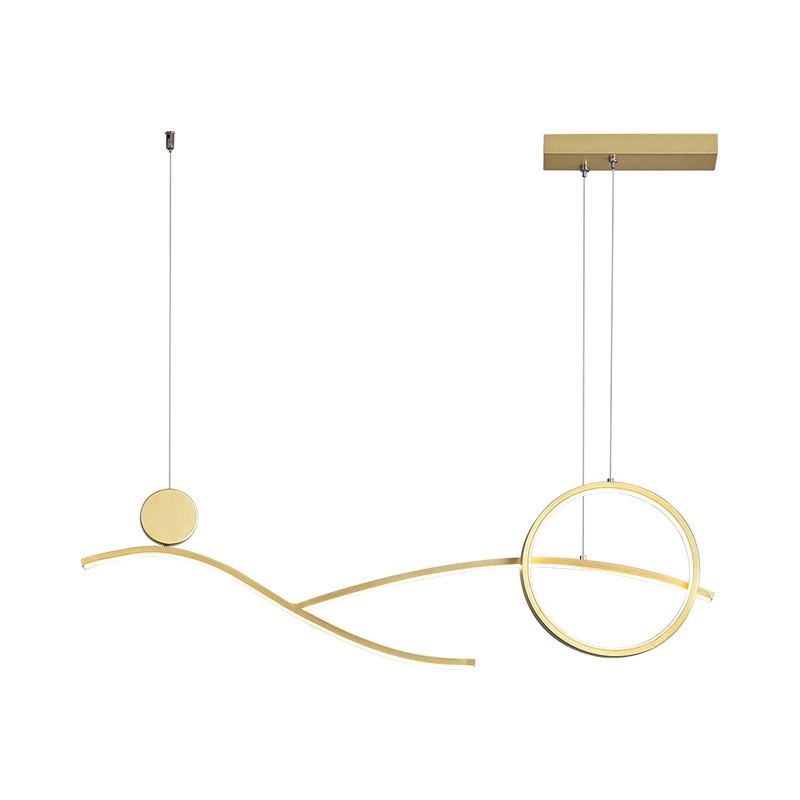 Luce appesa a LED anello e curva Minimalista in metallo sala da pranzo Isola Luce soffitto