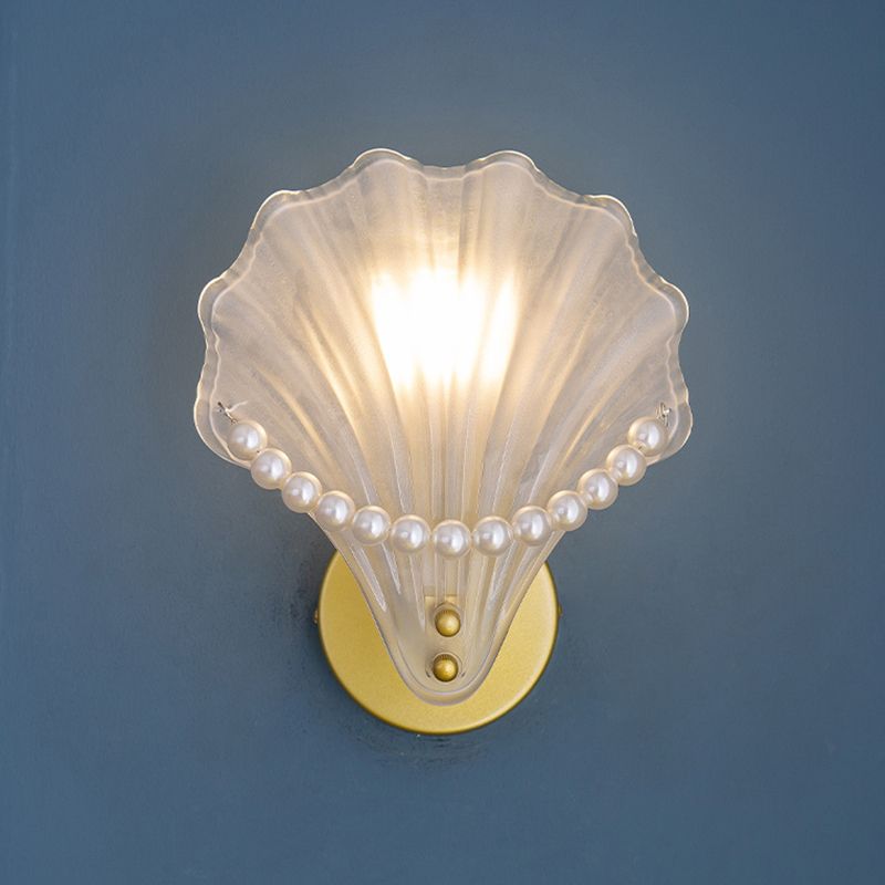 Unique Shade Glass Wall Sconce Modern Style Single Light Wall Mount Lighting in Gold