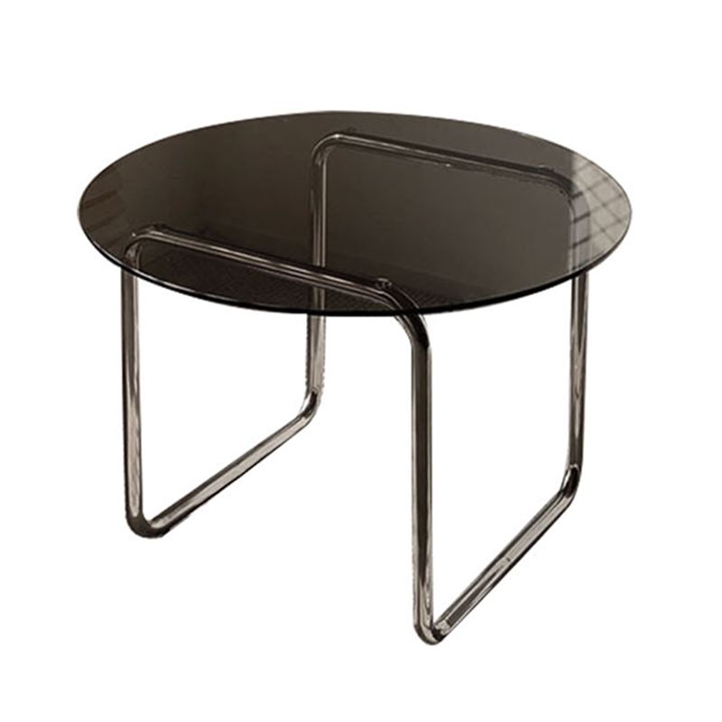 Modern Glass Top Round Coffee Table Sled Single Coffee Table