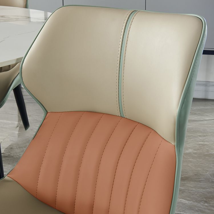 Chaise d'appoint de salle à manger moderne pour la maison, chaises de salle à manger sans accoudoirs en cuir (Ensemble de 2)