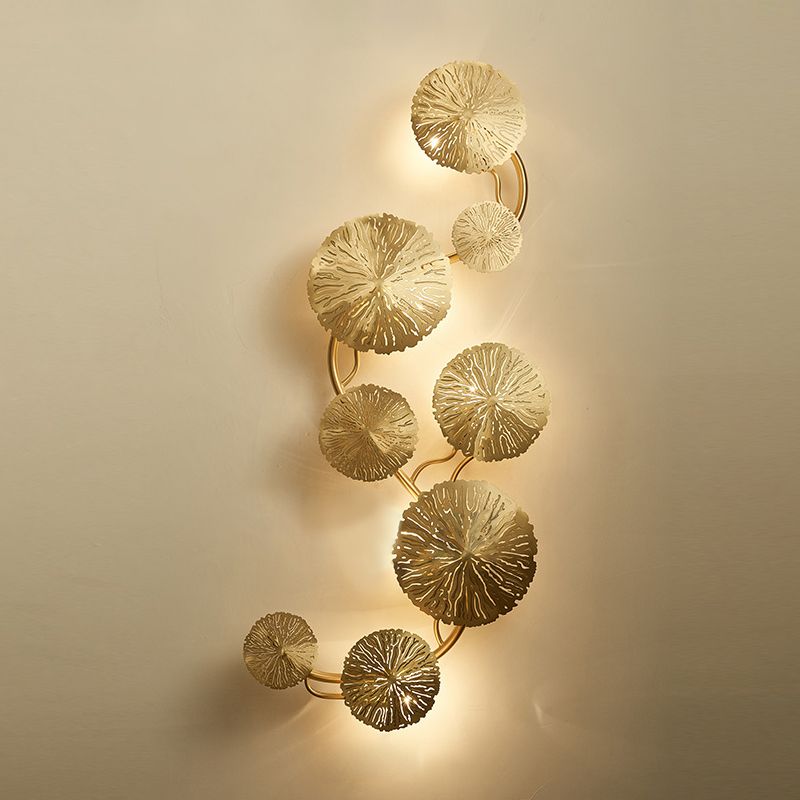 Lotus Leaf Shaped Wall Light Postmodern Stainless Steel Foyer Wall Sconce in Gold