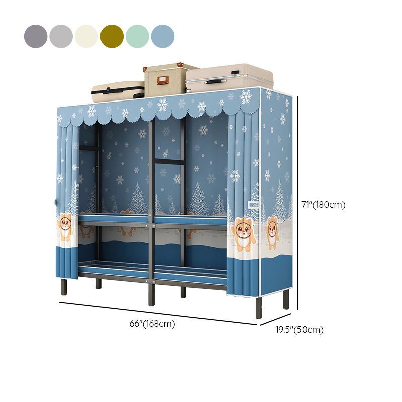 Modern Style Freestanding Wardrobe Armoire Metal Wardrobe with Shelves and Clothes Rail