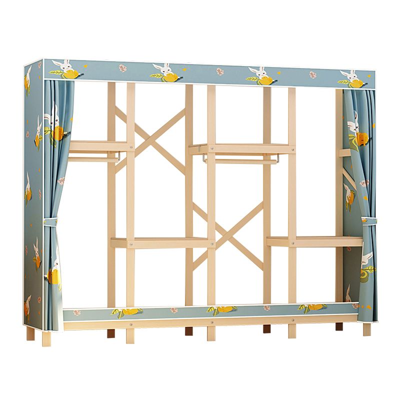 Contemporary Style Wardrobe Solid Wood 1-Door Wardrobe Closet for Bedroom