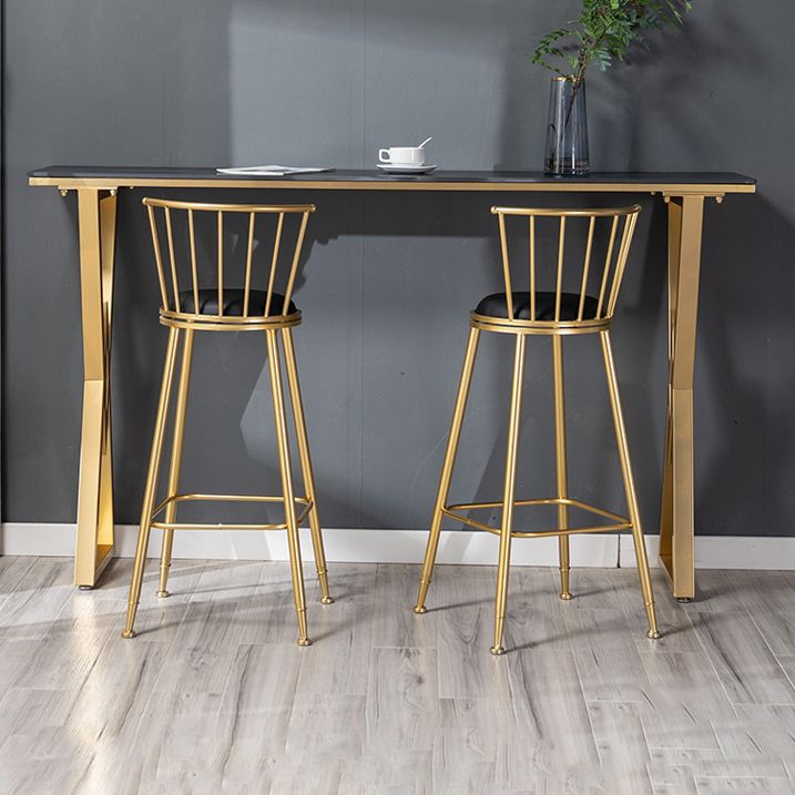 Glam Marble Bar Table with Rectangle Table Top Double Pedestal Table - 41.3" H