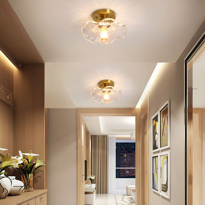 Nordic Style 1-Light Ceiling Lamp Glass Shade Ceiling Light for Living Room