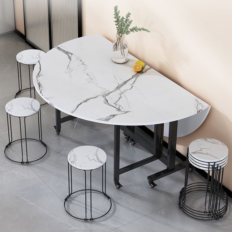 Folding Dining Table Faux Marble Dining Table with Black Frame