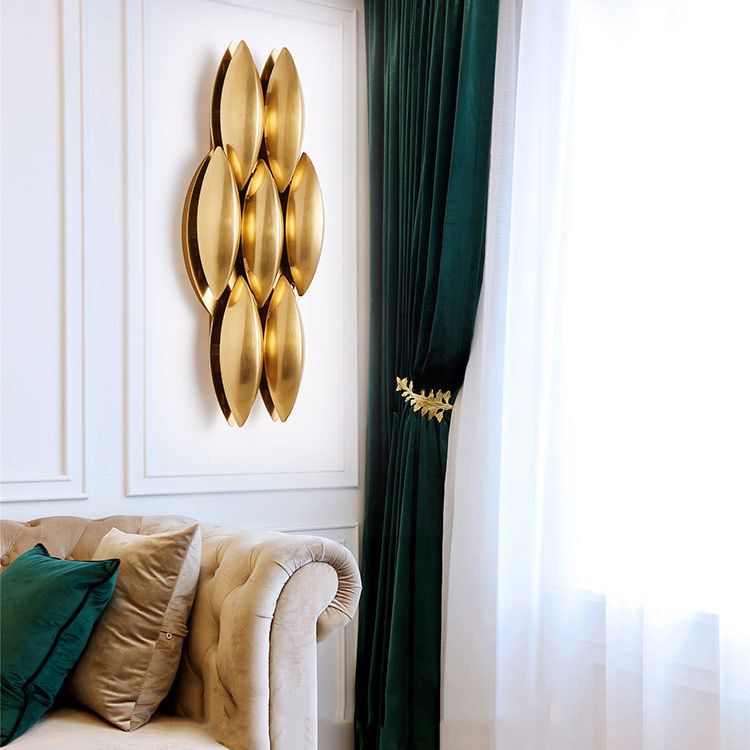 Brass Geometric LED Wall Sconce in Modern Luxury Style Wrought Iron Wall Lamp for Interior Spaces