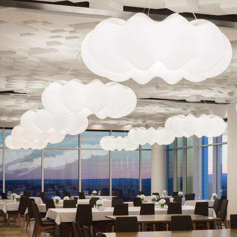1 Light Cloud Ceiling Hang Fixtures Kids Plastic Suspension Pendant Light for Living Room