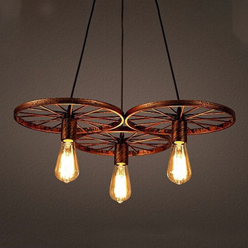 Wheel Multi Lights Chandelier Light Fixture Industrial Metal Island Pendants