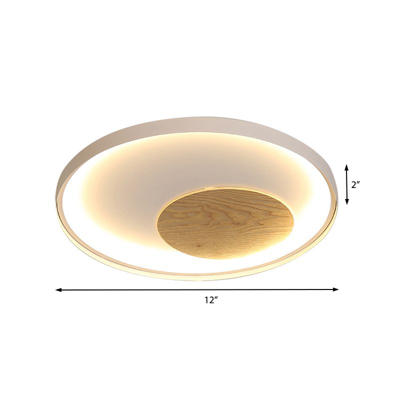 Disk Thin Hotel Plafondinbouw Acryl Nordic 12/16/19,5 Inch Brede LED-inbouwlamp in zwart/wit en hout
