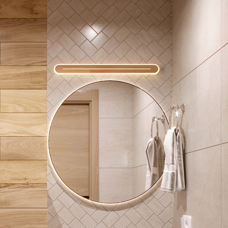 Luci da parete di vanità lineari Vintage Modern Simplicity Speccone parete in legno per bagno