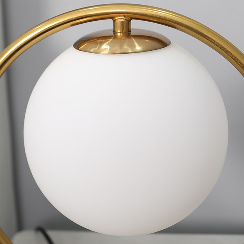 Modern Style Geometry Night Table Lamp White Glass One Light Table Light for Bedroom