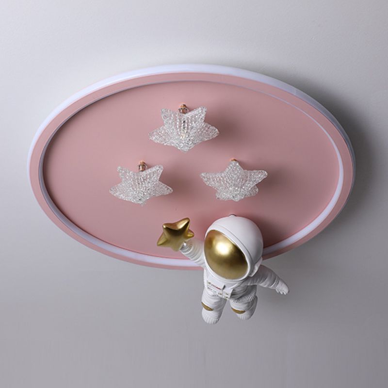 Astronaut Shape Flush Light Modern Style Metal 4 Lights Flush Mount for Bedroom