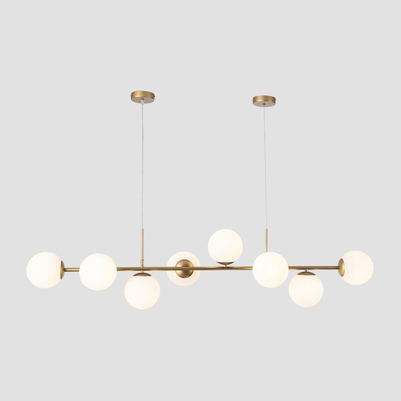 Nordic Round Island Lighting Fixture Glass Dinning Room Island Ceiling Light in Gold