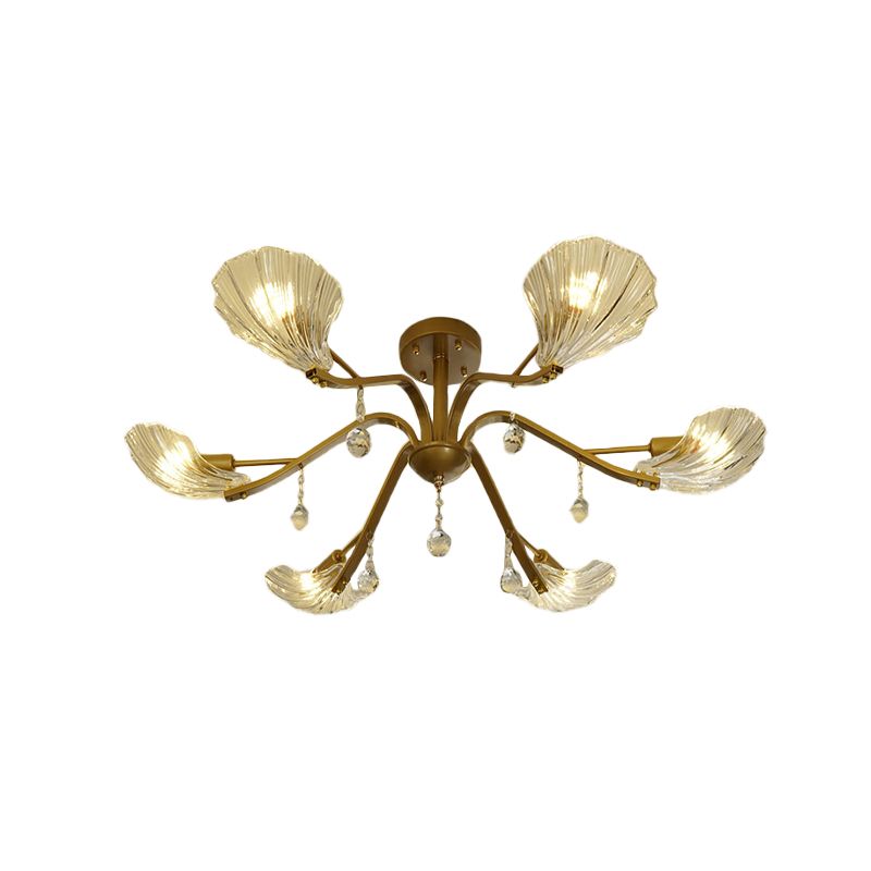 Cáscara de oro semi flanphush monte Crystal de 6/8 luces de techo de 6/8 luces de montaje de techo