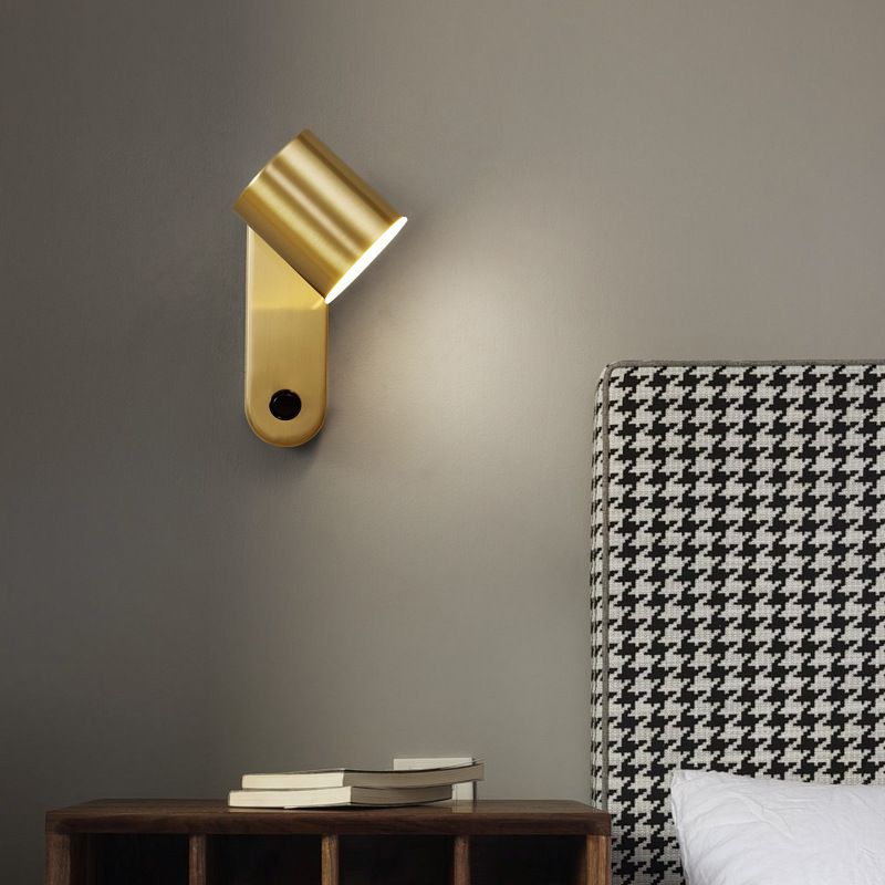 Brass Geometric Wall Lamp Postmodern Metal Sconce Light for Bedroom