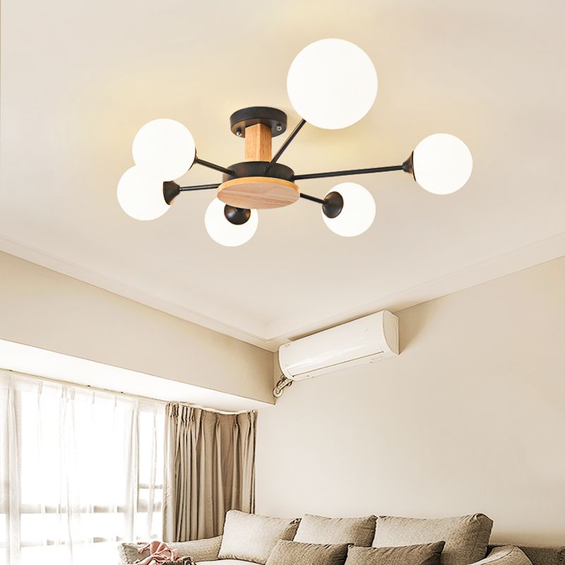 Globe contemporain Flush Lightture Wood Flush Mount Plafond Pilation